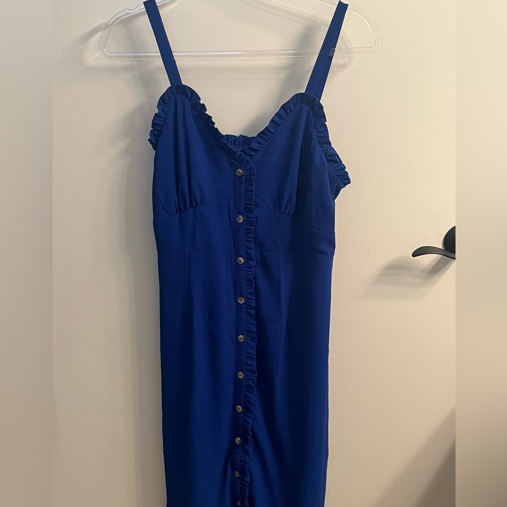 Royal blue button up midi Dress